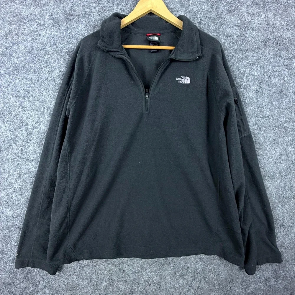The North Face Fleece Sweatshirt Mens 2XL Black Long Sleeve Quarter Zip Pullover
